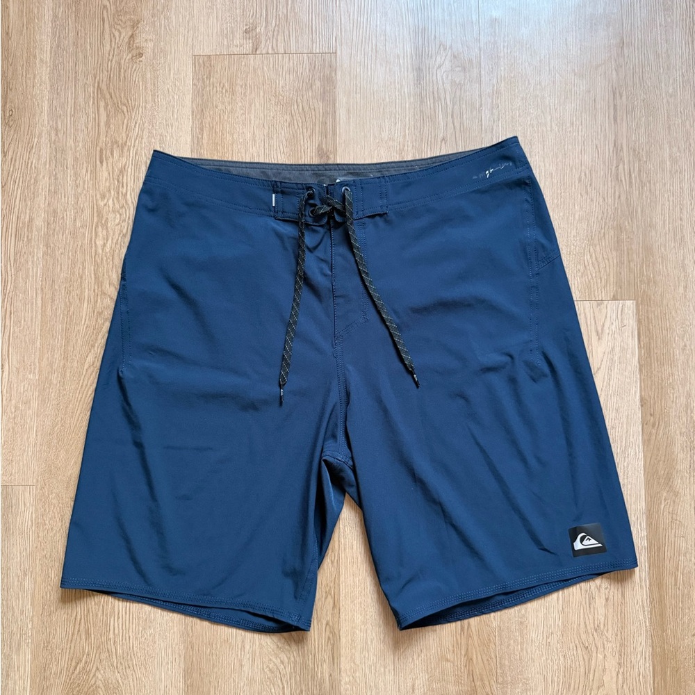 Quiksilver High Line Kaimana Board Shorts Blue Size 34 Drawstring Back Pocket